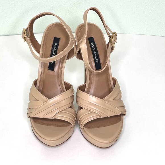 BCBG Max Azria Ravil Criss Cross Platform Sandal in Almond Size 8 *NWOB* - Picture 7 of 12